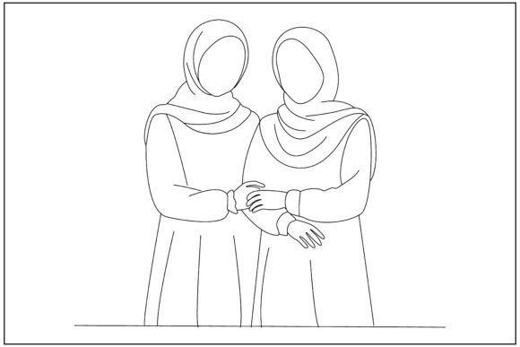 Best Friends Line Art: Perfect for Graphics & Illustrations
