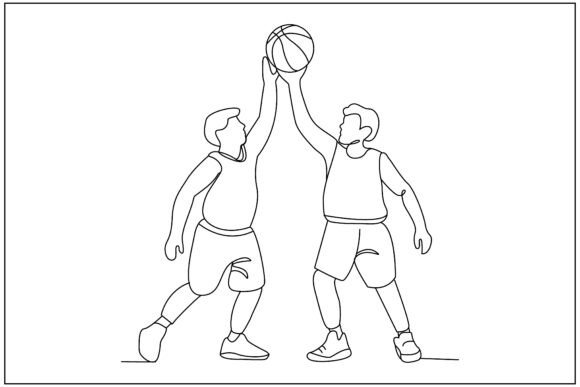 Boys Basketball Play Line Art: A Versatile Design
