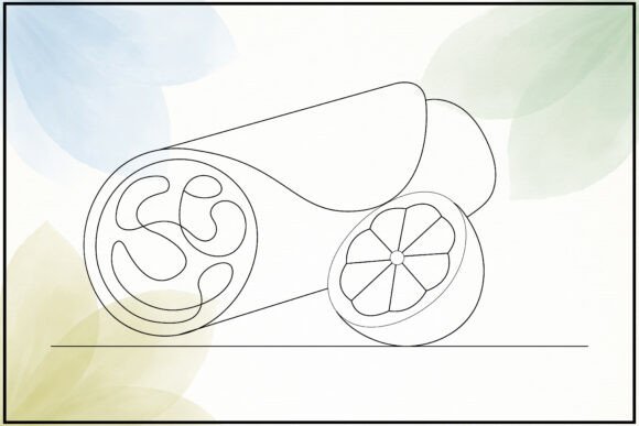 Burrito Lemon Slice Line Art: A Fresh Embroidery Choice
