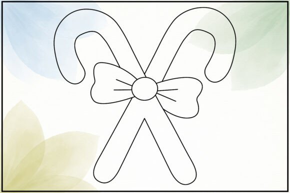 Candy Cane Bow Line Art: A Versatile Graphics and Illustrations Asset