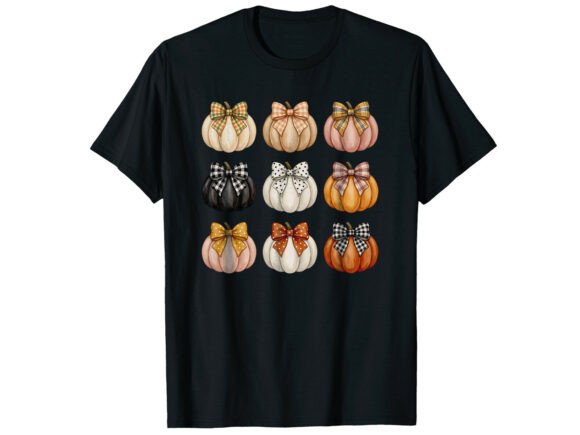 Charming Bow Pumpkin T-Shirt Graphics for Fall