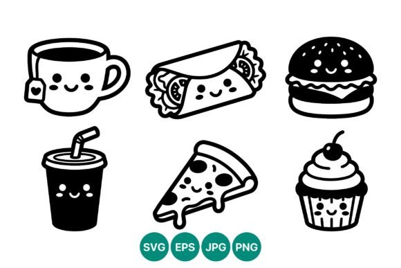 Charming Vector Line Art Set for Food Branding