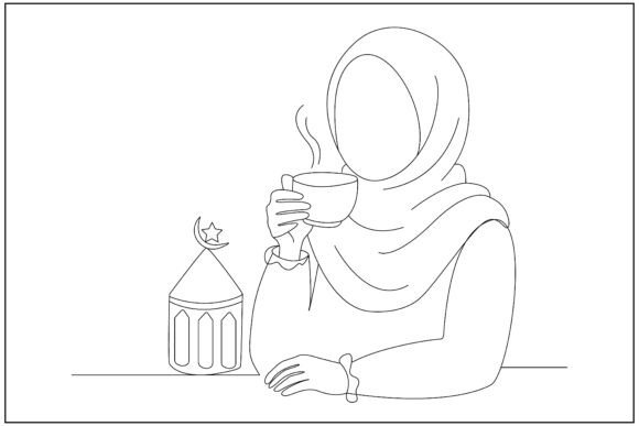 Cozy Tea Girl Line Art: A Versatile Graphic for Etsy & Beyond