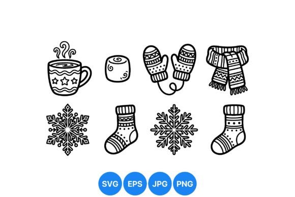 Cozy Winter Doodle Clipart: Perfect for Local Brand Graphics