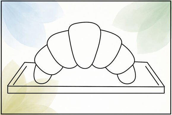 Croissant on Tray Line Drawing: A Versatile Graphics Illustration