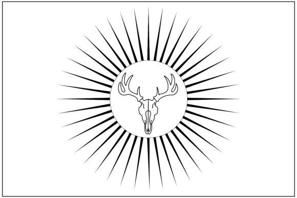 Deer Skull Sunburst Line Art: A Versatile Graphics and Illustrations Asset