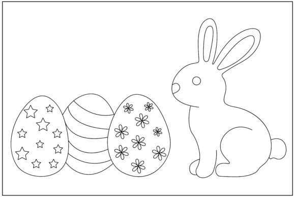 Easter Eggs Bunny Line Art: A Versatile Embroidery Design