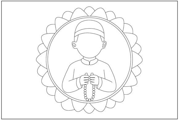 Exploring Muslim Child Tasbih Line Art for Embroidery