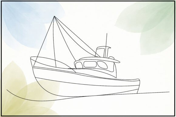 Fishing Boat Line Art: A Versatile Graphics and Illustrations Asset