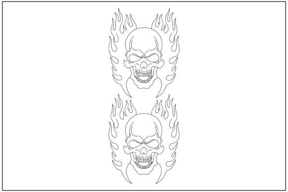 Flaming Skull Head Line Art: A Bold Graphics Choice for Handmade Creations