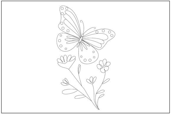 Floral Butterfly Wings Line Art: A Versatile Graphics Illustration