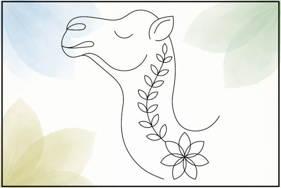 Floral Camel Head Line Art: A Versatile Graphics Asset