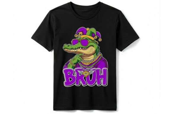 Funny Bruh Mardi Gras Gator T-Shirt Graphics for Crafters