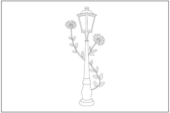 Garden Street Lamp Line Art: A Versatile Graphics Illustration