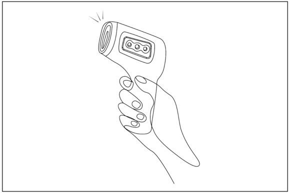 Infrared Thermometer Hand Line Art: A Versatile Graphics Illustration