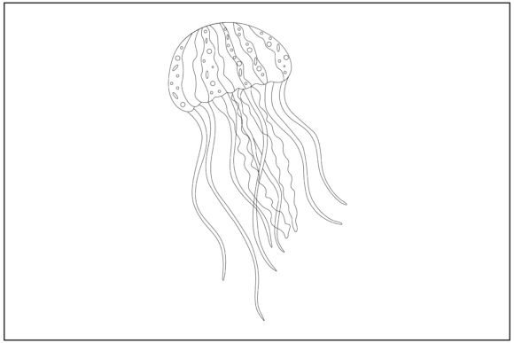 Jellyfish Centered Composition Line Art for Graphics and Illustrations