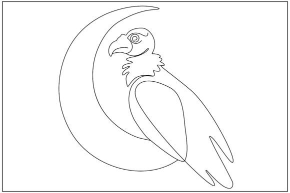 King Vulture Crescent Moon Line Art: A Versatile Graphics Illustration