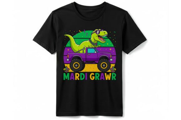 Mardi Grawr Dinosaur Monster T-shirt: A Festive Graphics Gem