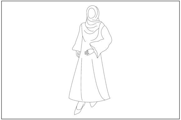 Modest Girl Portrait Line Art: A Versatile Graphics Illustration