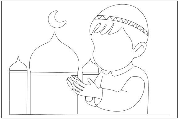 Muslim Child Dua Line Art: A Versatile Graphics and Illustrations Asset