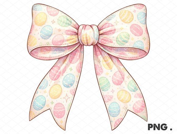 Pastel Easter Egg Bow PNG for Creative Graphics