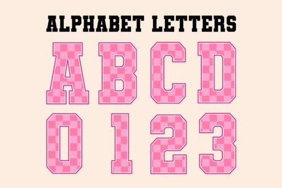 Pink Checkered Softball Alphabet: A Versatile Graphics Tool