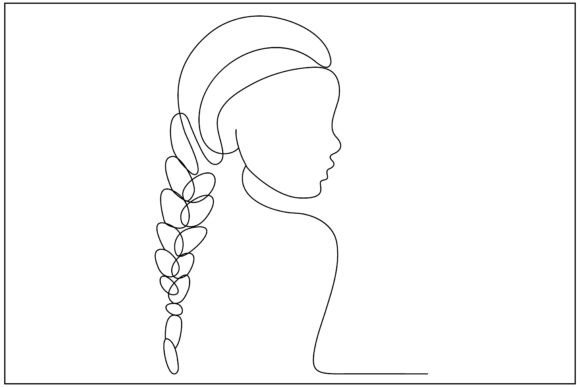 Review: Braided Hair Girl Profile Line Art for Graphics and Illustrations