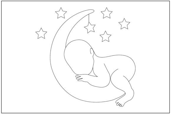 Review: Sleeping Baby Moon Line Art for Creative Projects