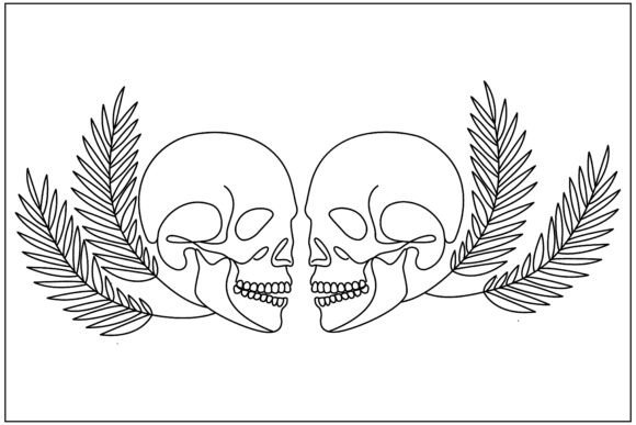 Symmetrical Skull Palm Line Art: A Versatile Design