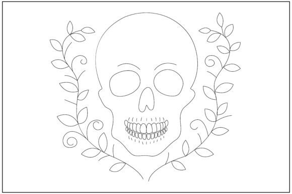 Symmetrical Skull Vine Line Art: A Versatile Graphics Asset
