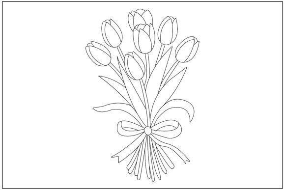 Tulip Bouquet Ribbon Line Art: A Versatile Graphics and Illustrations Asset