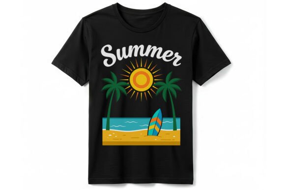 Vibrant Tropical Beach Surf T-Shirt Graphics