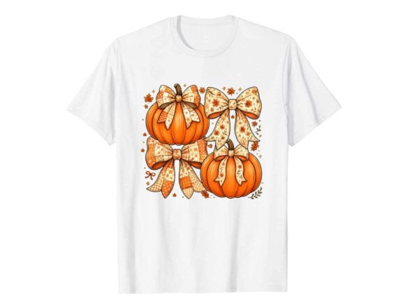 Vintage Pumpkin Bows: A Charming Fall T-Shirt Design