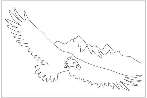 Vulture Mountain Landscape Line Art: A Versatile Graphics and Illustrations Asset