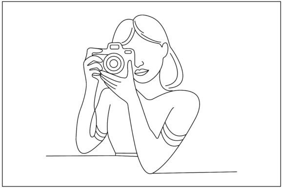 Woman Photographer Camera Line Art: A Graphics Gem for Local Brands