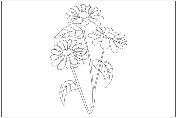 Zinnia Flower Stem Line Art: A Versatile Graphics and Illustrations Asset
